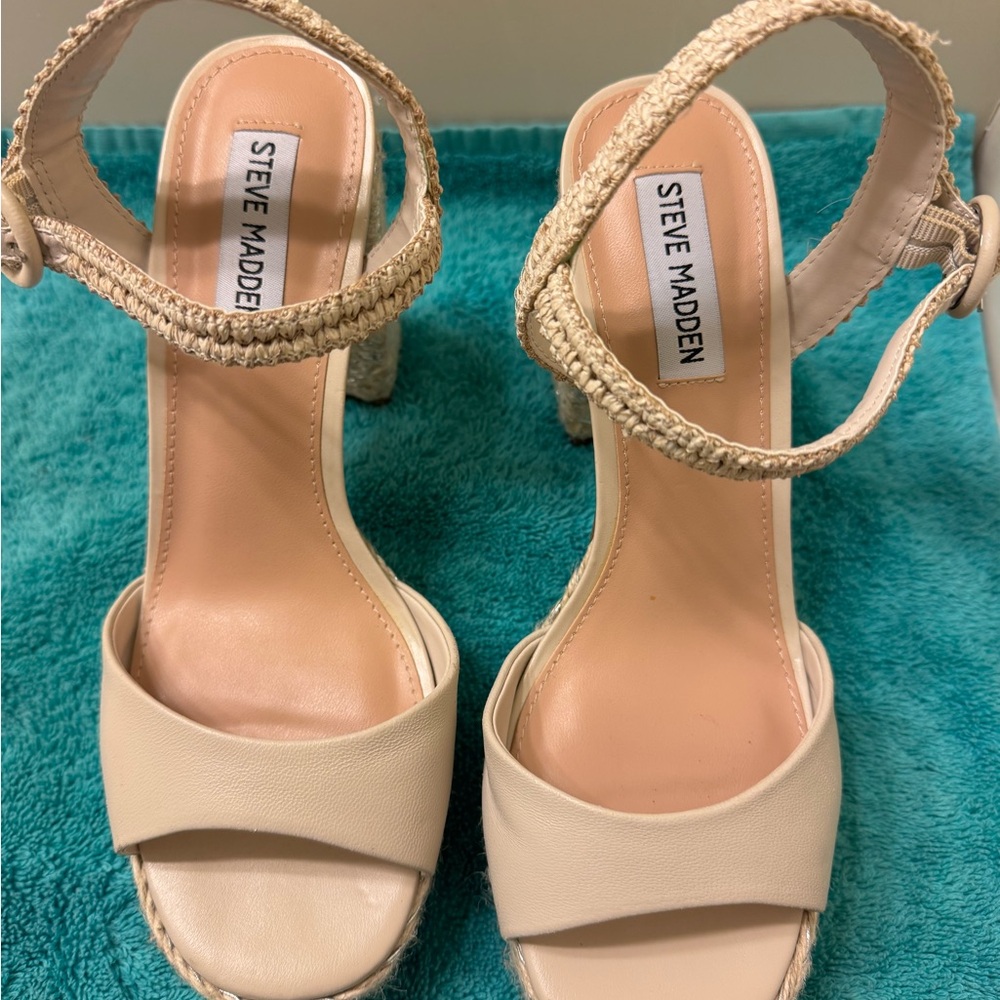 Steve Madden Cream Espadrille Platform Shoes sz 8 - Picture 6 of 10
